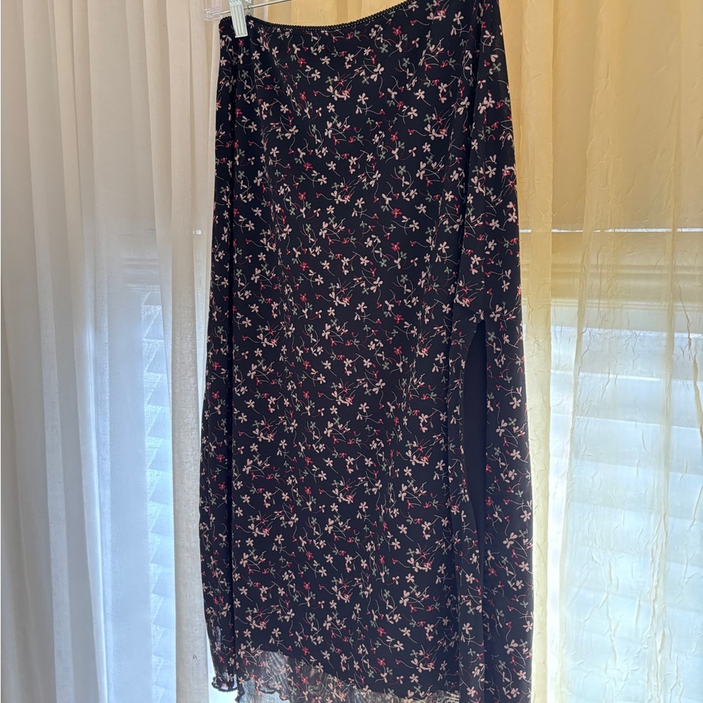 Floral Black Skirt